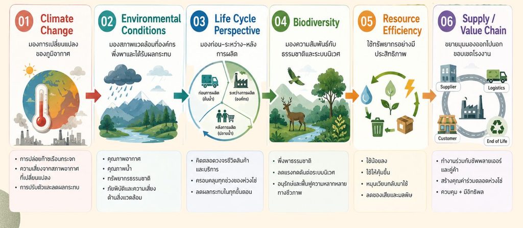 ISO 14001:2026 มีอะไรใหม่ 6 เรื่อง Climate Change Environmental Conditions Life Cycle Biodiversity Resource Efficiency Supply Chain